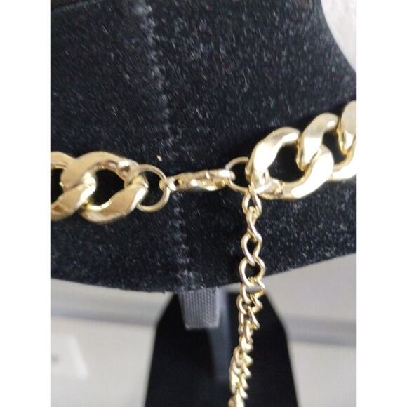 Vintage Estate CHUNKY Curb Link Chain Gold Tone 18-20" Adjustable Necklace HEAVY - Picture 3 of 9